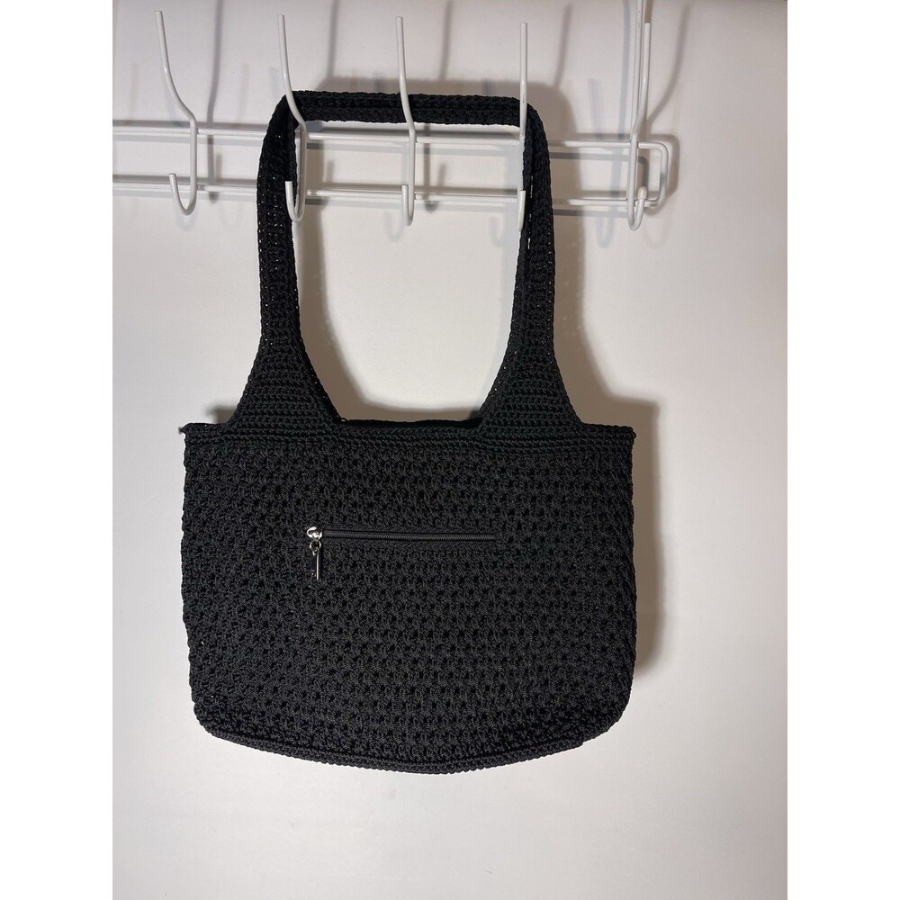 sak crocheted boho crossbody shoulder bag purse Black